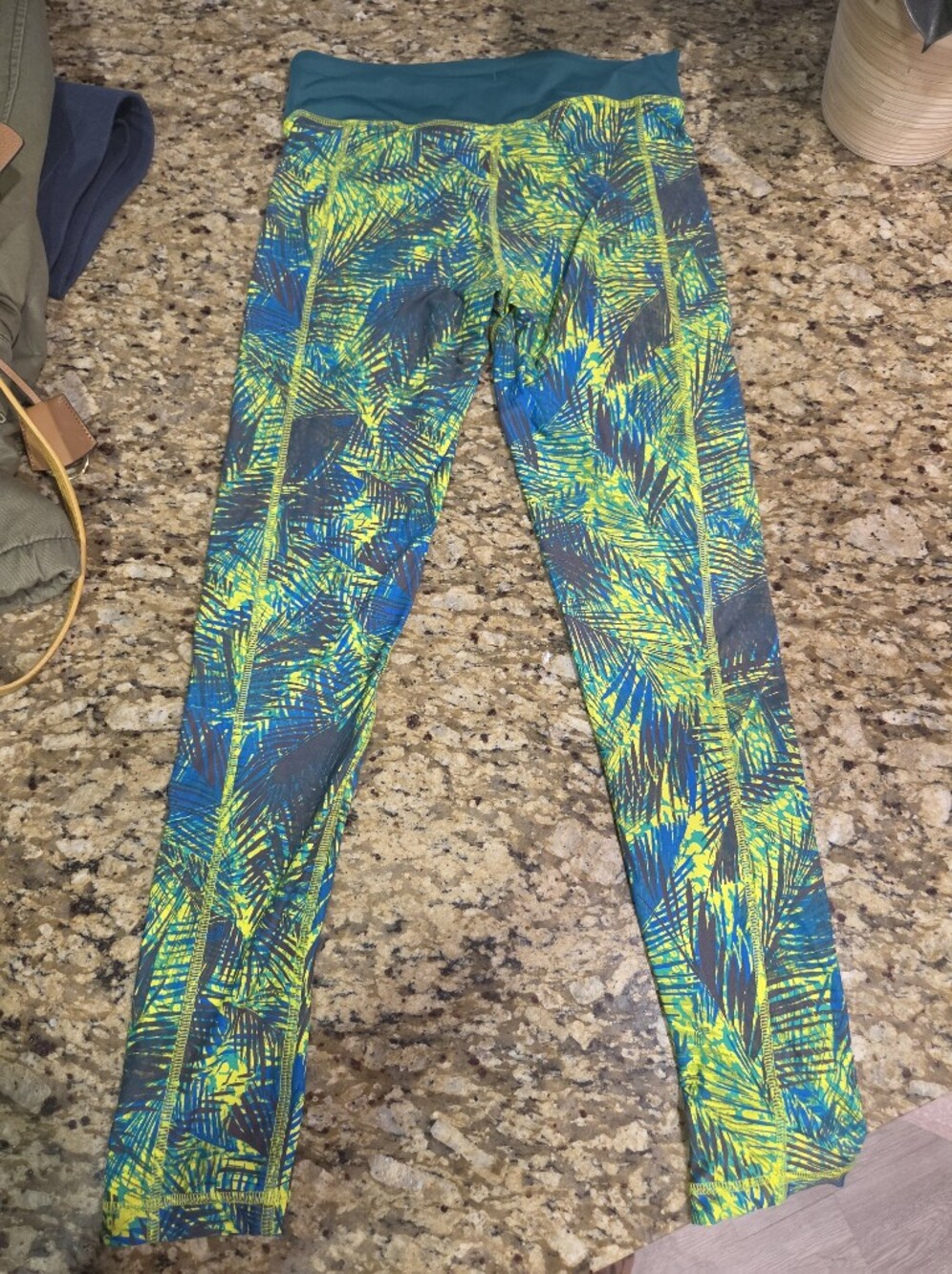 Lole Tropical Print Yoga Athletuc Leggings - Blue & Yellow